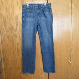 CHAPS MEN'S SIZE 32 X 33 JEANS DARK BLUE SLUB DENIM STRAIGHT FIT VINTAGE